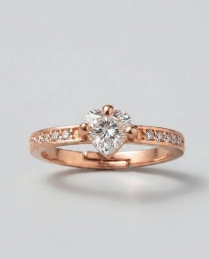 Heart Glow White Stone Ring for Women – Rose Gold Plated | JEWELHIRA