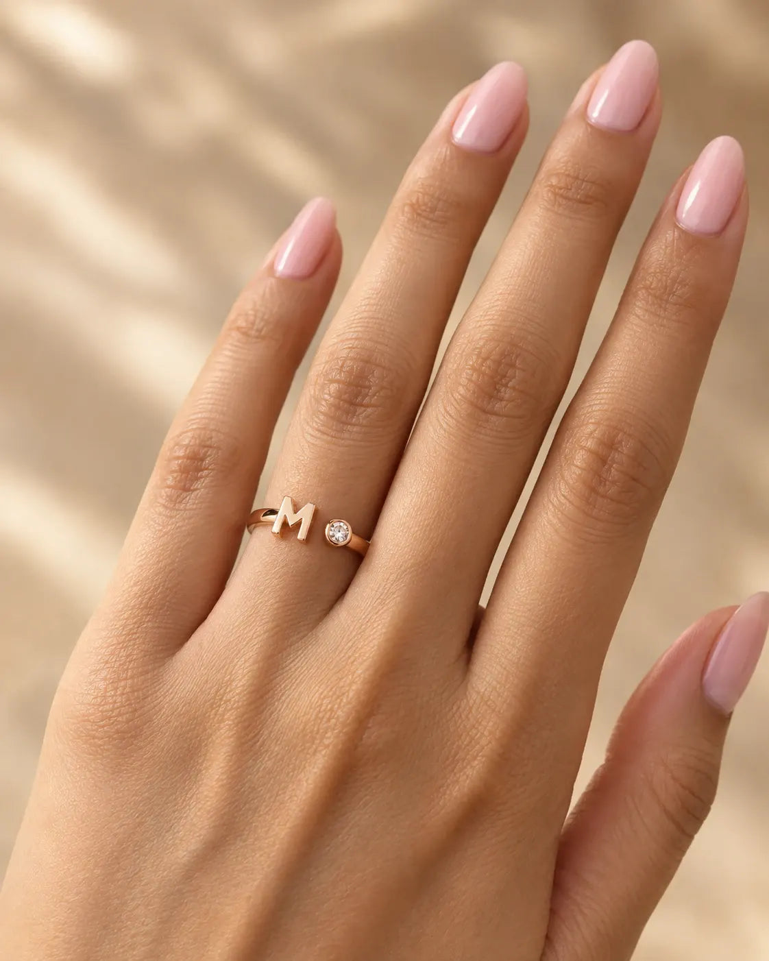 Elegant M Alphabet Adjustable Ring for Girls | JEWELHIRA