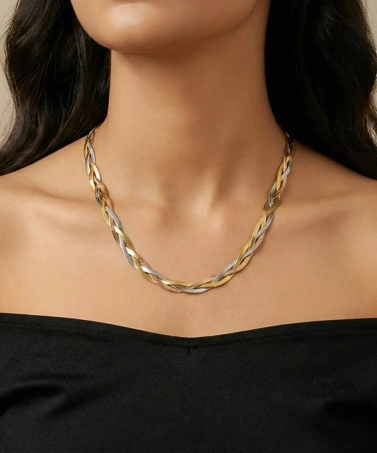 Triple Tone Layered Chain Necklace for Women | JEWELHIRA
