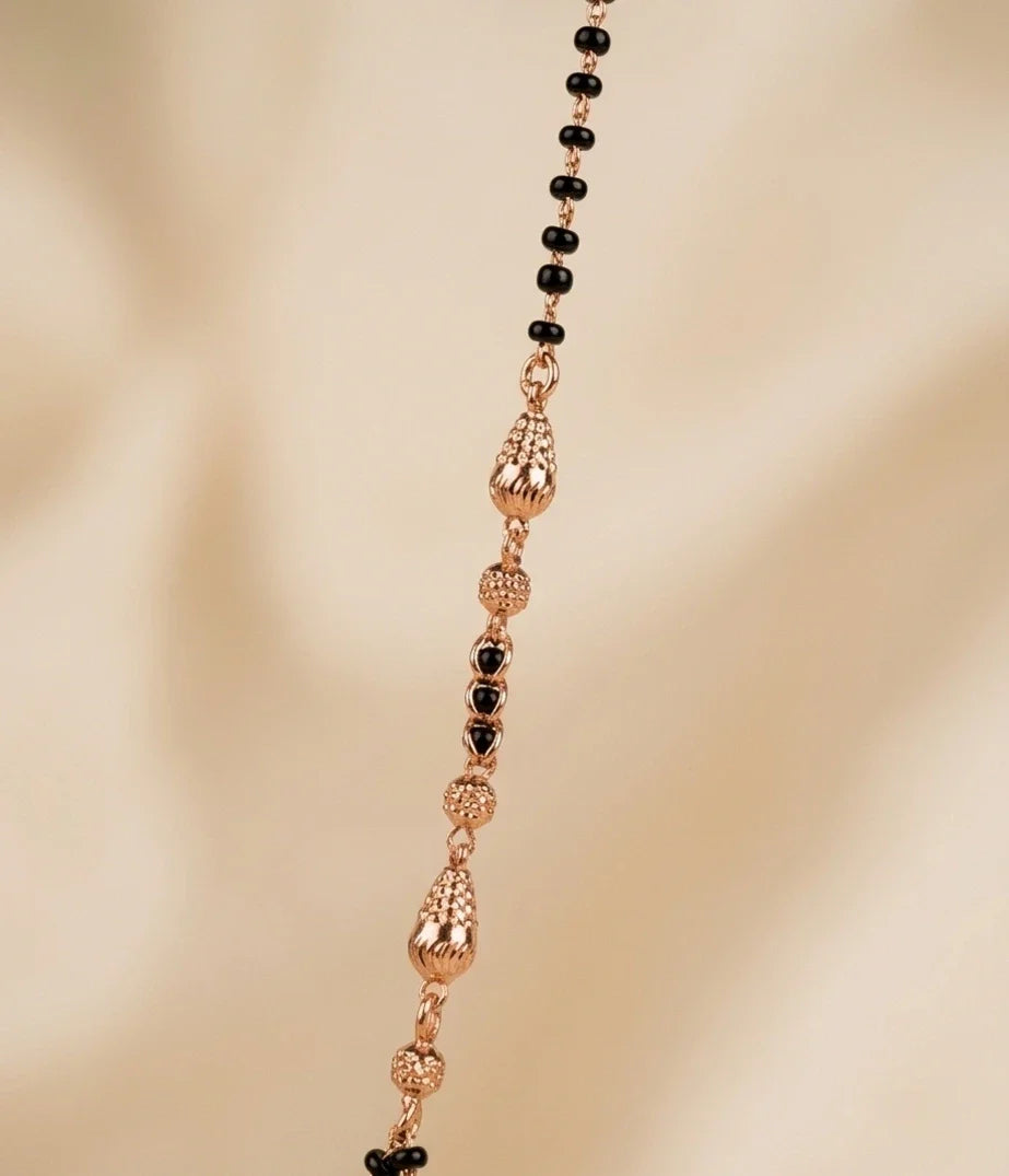 Rose Gold Plated Round CZ Tassel Mangalsutra for Women | JEWELHIRA