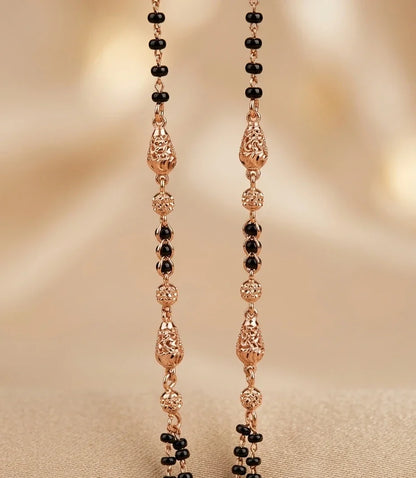 Rose Gold Plated Round CZ Tassel Mangalsutra for Women | JEWELHIRA