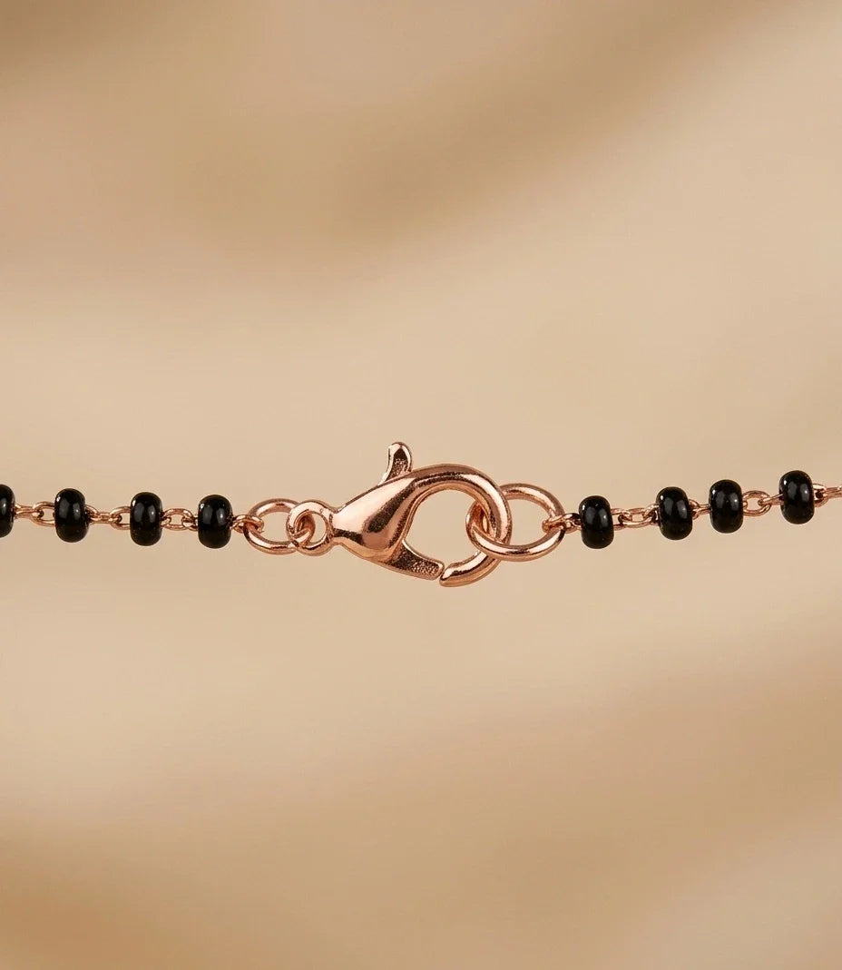Rose Gold Plated Round CZ Tassel Mangalsutra for Women | JEWELHIRA