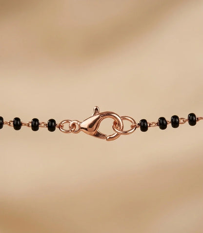 Rose Gold Plated Round CZ Tassel Mangalsutra for Women | JEWELHIRA