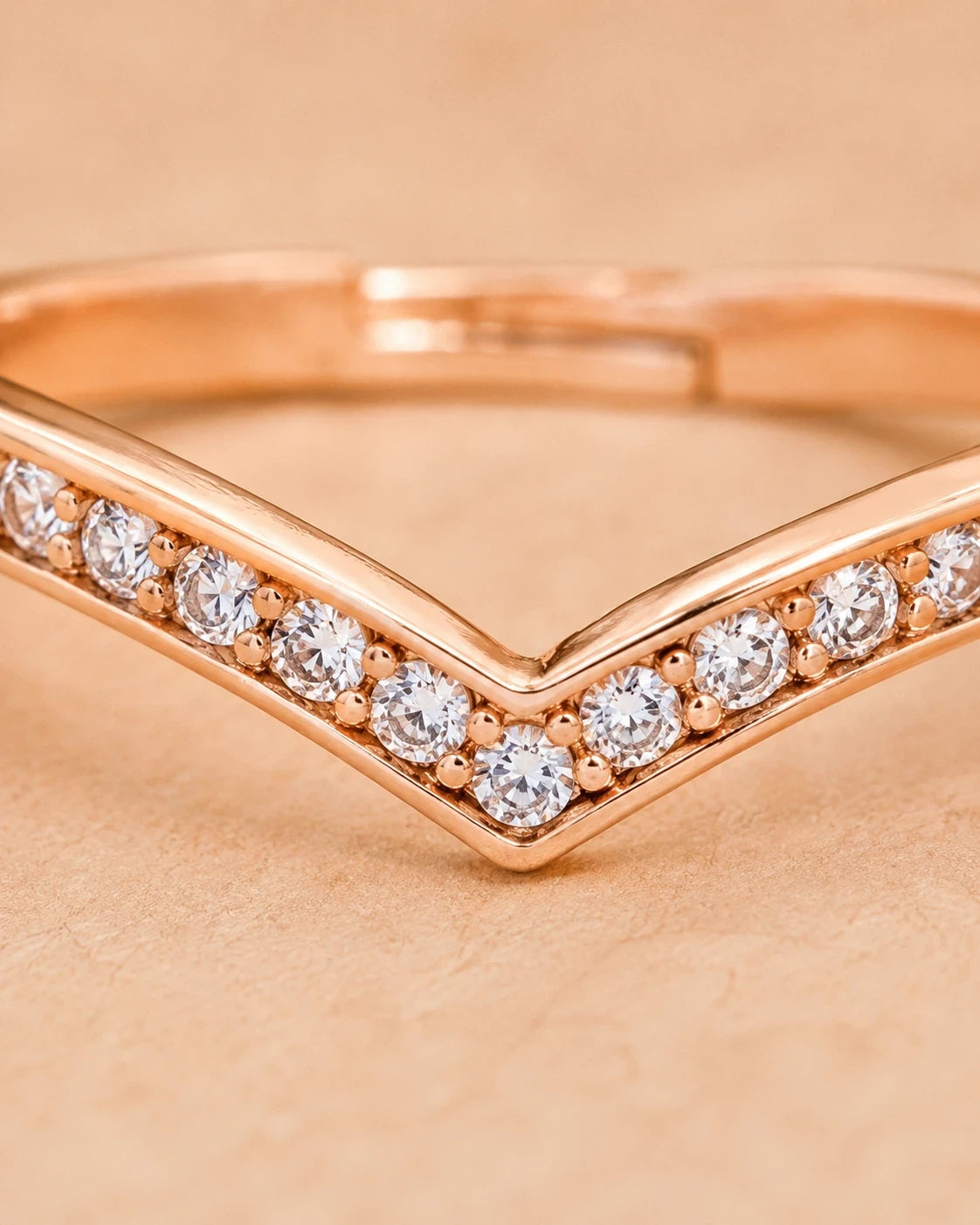 V Curve Rose Gold Plated Ring for Women – Adjustable Design | JEWELHIRA