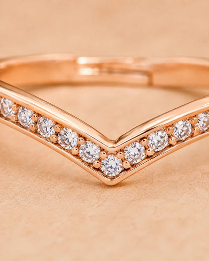 V Curve Rose Gold Plated Ring for Women – Adjustable Design | JEWELHIRA
