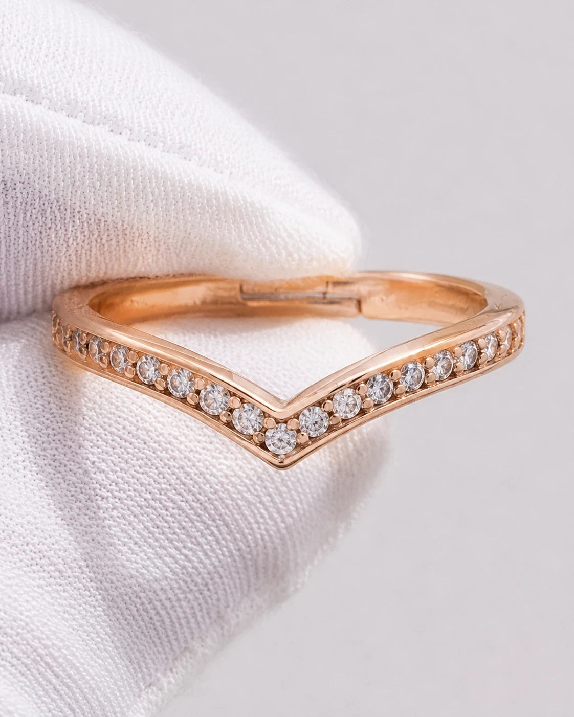 V Curve Rose Gold Plated Ring for Women – Adjustable Design | JEWELHIRA