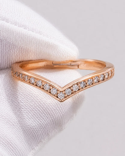 V Curve Rose Gold Plated Ring for Women – Adjustable Design | JEWELHIRA
