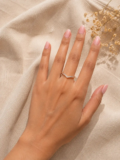 V Curve Rose Gold Plated Ring for Women – Adjustable Design | JEWELHIRA