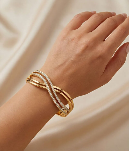 Spark Loop Gold Finish Bracelet for Women | JEWELHIRA
