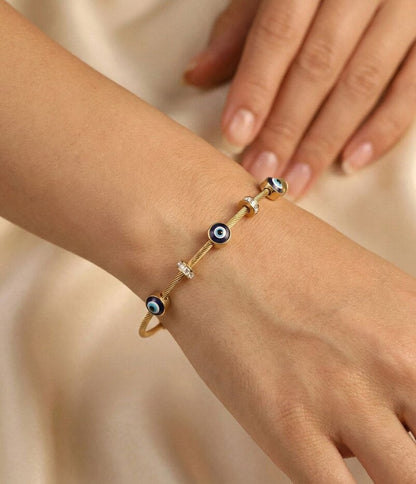 Evil Eye Gold Finish Bracelet for Women | JEWELHIRA