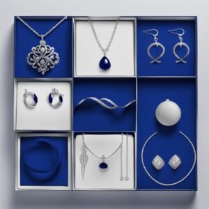 A box of Sterling silver jewellery in Royal blue color